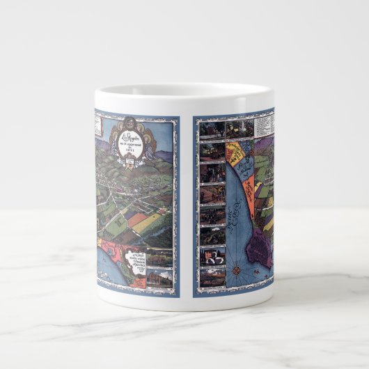 Los Angeles, Californië, Antiek luchtstad Kaart Grote Koffiekop (Voorkant)