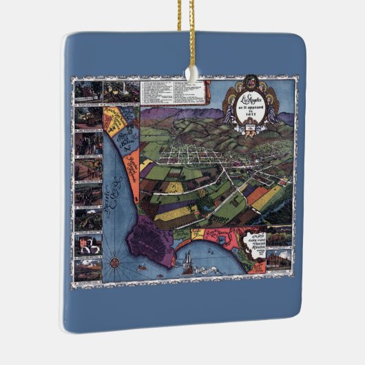 Los Angeles, Californië, Antiek luchtstad Kaart Keramisch Ornament (Rechts)