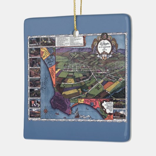 Los Angeles, Californië, Antiek luchtstad Kaart Keramisch Ornament (Links)