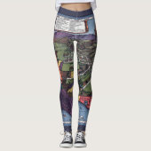 Los Angeles, Californië, Antiek luchtstad Kaart Leggings (Voorkant)