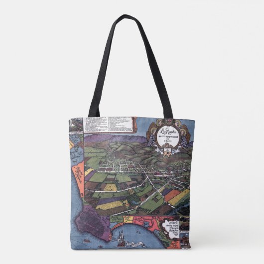 Los Angeles, Californië, Antiek luchtstad Kaart Tote Bag (Achterkant)