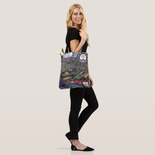 Los Angeles, Californië, Antiek luchtstad Kaart Tote Bag (Op model)