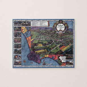 Los Angeles, Californië, Antieke Luchtkaart van de Legpuzzel