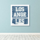 Los Angeles, Californië | Blauwe stadskaart Canvas Afdruk (Insitu (Houten vloer))