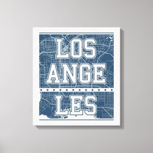 Los Angeles, Californië | Blauwe stadskaart Canvas Afdruk (Voorkant)