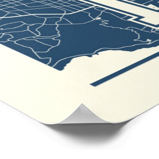 Los Angeles, Californië | Blauwe stadskaart Poster (Hoek)