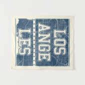 Los Angeles, Californië | Blauwe stadskaart Wandkleed (Voorkant (horizontaal))