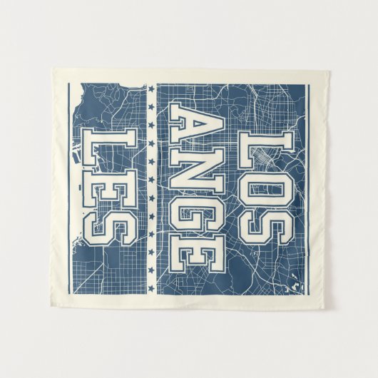 Los Angeles, Californië | Blauwe stadskaart Wandkleed (Voorkant (horizontaal))