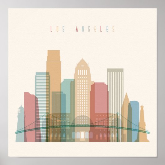 Los Angeles, Californië | City Skyline Poster (Voorkant)