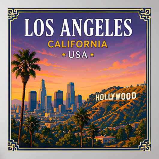 🌴 Los Angeles Californië Herinnering Van Hollywoo Poster (Voorkant)
