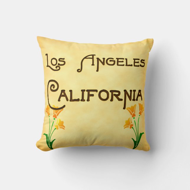 Los Angeles, Californië met Poppies Pillow Kussen (Voorkant)