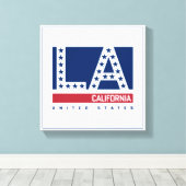 Los Angeles, Californië | Rode, witte en blauwe sk Canvas Afdruk (Insitu (Houten vloer))