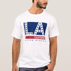Los Angeles, Californië   Rode, witte en blauwe sk T-shirt