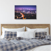 Los Angeles, Californië Skyline 's nachts Canvas Afdruk (Insitu (Slaapkamer))