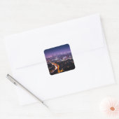 Los Angeles, Californië Skyline 's nachts Vierkante Sticker (Envelop)