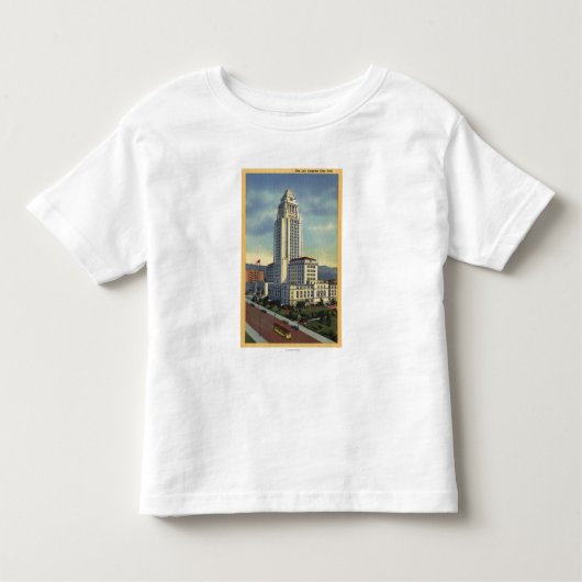 Los Angeles, Californië-Uitzicht van het stadhuis Kinder Shirts (Voorkant)