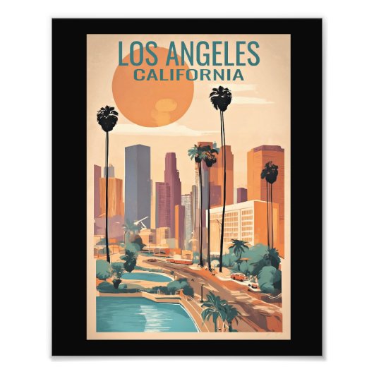 Los Angeles, Californië vintage illustratie, Foto Afdruk (Voorkant)