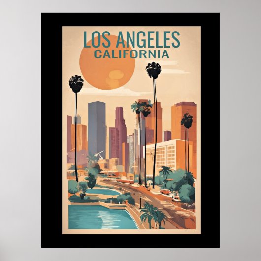 Los Angeles, Californië vintage illustratie, Poster (Voorkant)
