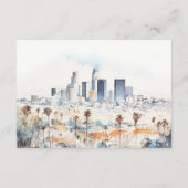 Los Angeles, Californië Waterverf Wedding Details Informatiekaartje (Achterkant)