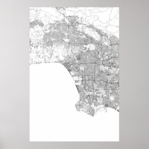 Los Angeles, Californië (zwart op wit, blanco) Poster