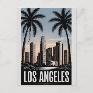 Los Angeles Californië Zwart-Wit Houtsnede Briefkaart
