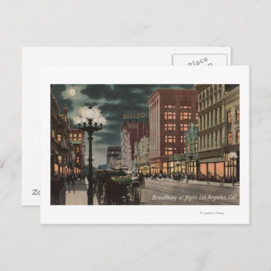 Los Angeles, CAStreet-Uitzicht van Broadway op Briefkaart (Voorkant / Achterkant)