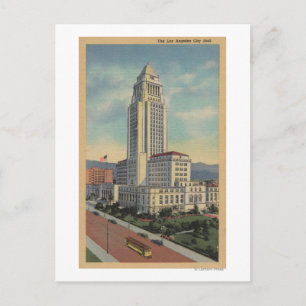 Los Angeles, CAView of City Hall en Cable Car Briefkaart