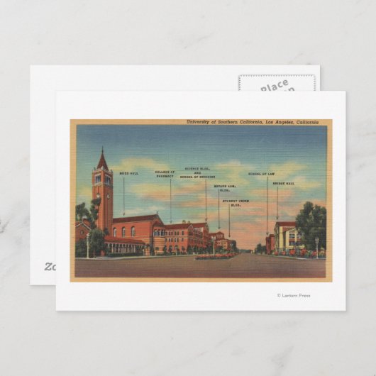 Los Angeles, CAView of U.S.C. Campus Briefkaart (Voorkant / Achterkant)