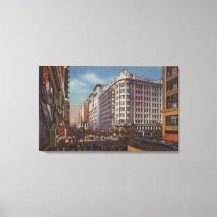 Los Angeles, CAView of Warner Bros. op 7th Street. Canvas Afdruk