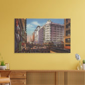Los Angeles, CAView of Warner Bros. op 7th Street. Canvas Afdruk (Insitu (Woonkamer))
