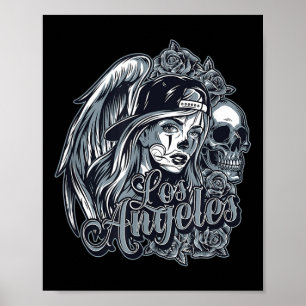 Los Angeles Chicana ontwerp met schedels Rozen en Poster