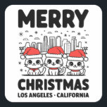 Los Angeles City California Merry Christmas Vereni Vierkante Sticker<br><div class="desc">Ontwerp van Los Angeles City California. Voor Los Angeles City liefhebbende persoon gebruikt om daar te bezoeken. Afgebeeld door de skyline van Los Angeles City en tekst "Los Angeles". Perfect voor je geliefden die gewend zijn om naar Los Angeles te gaan. Los Angeles is een uitgestrekte stad in Zuid-Californië en...</div>