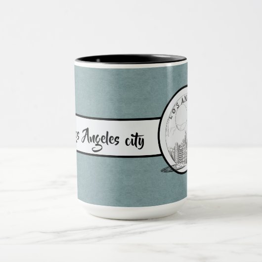 Los Angeles City Elegant Black Grey Ringer 15oz Mok (Midden)