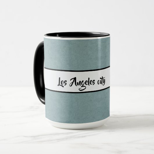 Los Angeles City Elegant Black Grey Ringer 15oz Mok (Voorkant links)