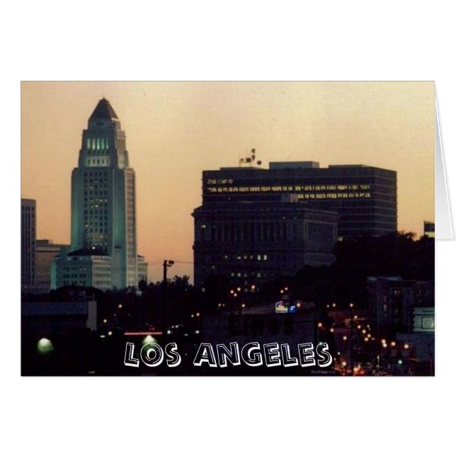 Los Angeles City Hall op Dusk-kaart (Voorkant Horizontaal)