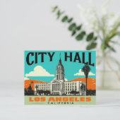 Los Angeles City Hall Retro Art Briefkaart (Staand voorkant)