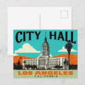 Los Angeles City Hall Retro Art Briefkaart (Voorkant / Achterkant)