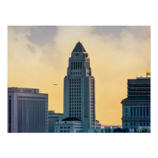 Los Angeles City Hall Silhouette – Downtown LA Pri Perfect Poster