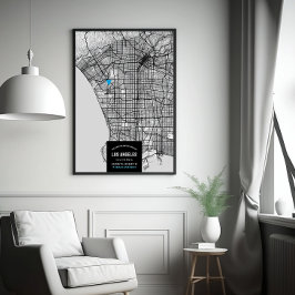 Los Angeles City Map + Markeren naar je locatie Poster