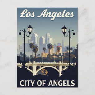 Los Angeles City of Angels Vintage Kunst Briefkaart