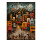 Los Ángeles: City of Angels - Whimsical Art Perfect Poster (Voorkant)