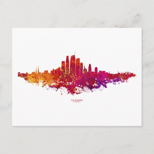 Los Angeles City Skyline kleurrijk Briefkaart (Voorkant)