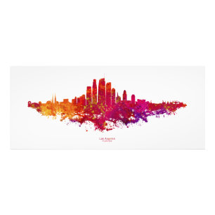 Los Angeles City Skyline kleurrijk Foto Afdruk