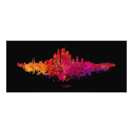 Los Angeles City Skyline kleurrijk Foto Afdruk