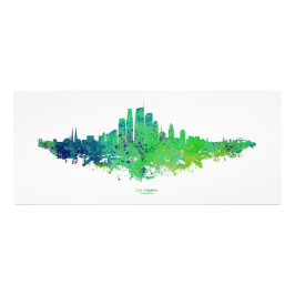 Los Angeles City Skyline - Lime Green Blue Foto Afdruk