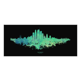 Los Angeles City Skyline - Mint Green Foto Afdruk