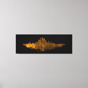 Los Angeles City Skyline - Sinaasappel Canvas Afdruk