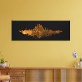 Los Angeles City Skyline - Sinaasappel Canvas Afdruk (Insitu (Woonkamer))
