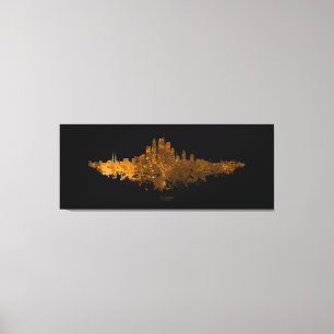 Los Angeles City Skyline - Sinaasappel Canvas Afdruk