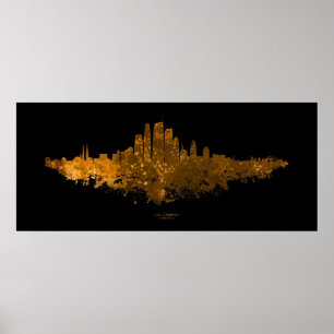 Los Angeles City Skyline - Sinaasappel Poster